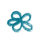 Blue Sully Macaroni Flower design on a white background